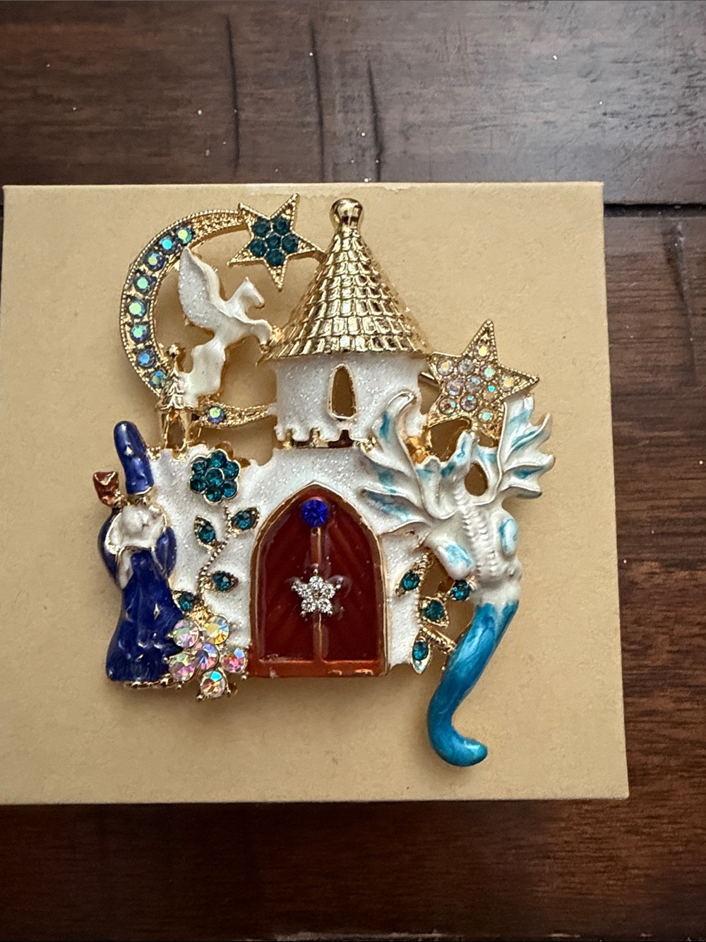 Gold and Blue Enchanted Castle Holiday Ornament - Brand Unknown